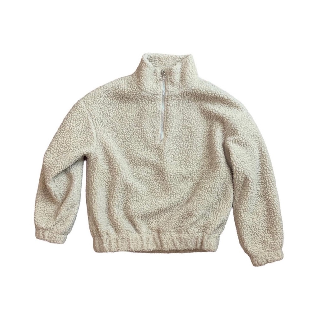 Beige Fluffy Sweater/Pullover Zipper